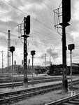 Lichtsignale in Nürnberg Hbf. Am Bahnsteig warten 64 283 vom Bw Nürnberg Hbf, sowie eine S 3/6 und eine P 8. (02.1951) <i>Foto: Toni Schneiders</i>