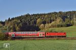 114 039 schiebt den RE 19901 (Stuttgart Hbf - Nürnberg Hbf) bei Schleißweiler zwischen Oppenweiler und Murrhardt. (17.04.2018) <i>Foto: Zeno Pillmann</i>