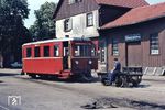 MEG Triebwagen T 7 (Waggonfabrik Gotha, Baujahr 1939) auf Werkstattfahrt im Bahnhof Schwarzach/Baden. (19.05.1970) <i>Foto: Dieter Junker</i>