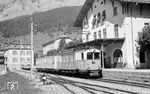 Tw 12 mit einem Personenzug nach Leukerbad im Bahnhof Leuk (franz. Loèche-les-Bains). (12.09.1965) <i>Foto: Gerd Wolff</i>