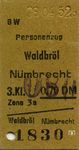 Erinnerung an die Kleinbahn Bielstein - Waldbröl mit einer Fahrkarte vom 8. April 1952. (08.04.1952) <i>Foto: Gerd Wolff</i>