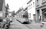 Tw 226 (Zweirichtungswagen des Typs Gt6Z, Baujahr 1966) auf der Linie 6 (Kirchheim - Rohrbach - Christuskirche - Bismarckplatz - Handschuhsheim Nord) in Heidelberg-Kirchheim. (20.05.1972) <i>Foto: Helmut Röth</i>