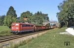 151 045 mit einem Güterzug bei Bergen am Chiemsee. (07.09.2012) <i>Foto: Thomas Konz</i>