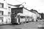 Tw 14 mit Bw 55 (Baujahr 1912) auf der Linie 1 in Schaffhausen. (28.06.1965) <i>Foto: Helmut Röth</i>