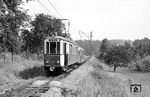Tw 602 mit Bw 708 auf dem Weg nach Ittersbach hinter Dietlingen. (21.08.1965) <i>Foto: Helmut Röth</i>