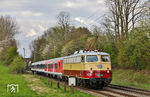 E 10 1309 überführt 3 Wagen als DLr 52232 nach Köln bei Gruiten. (21.04.2023) <i>Foto: Joachim Bügel</i>
