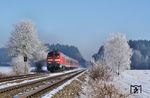 218 346 fährt mit RE 21130 durch die Winterlandschaft bei Schwabhausen. (02.12.2005) <i>Foto: Stefan von Lossow</i>
