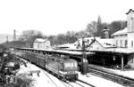 243 056 (Bw Halle P) vor P 4007 nach Großheringen im Bahnhof Bad Kösen. (20.02.1986) <i>Foto: Thomas Fischer</i>