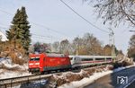Nachdem 402 017 und 402 005 in Hamm (Westf) schlapp gemacht hatten, beförderte sie 101 103 als FbZ 27873 ins ICE-Werk nach Köln-Nippes, aufgenommen in Solingen-Ohligs. (20.01.2024) <i>Foto: Joachim Bügel</i>