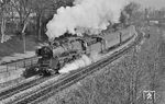 03 044 vom Bw Ulm hat mit E 506 (Stuttgart - Lindau) soeben den Ulmer Hauptbahnhof verlassen und dampft am Donauufer südwärts, (21.03.1962) <i>Foto: Wolfgang Jahn</i>