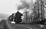 44 1126 (Bw Bebra) mit Dg 6031 nach Lehrte auf der Cornberger Rampe. (23.03.1962) <i>Foto: Wolfgang Jahn</i>