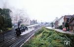 Im strömenden Regen startet 012 064 in Rheine mit dem E 1807 nach Norddeich Mole. (04.10.1970) <i>Foto: Robin Fell</i>