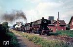 051 864 vom Bw Stolberg mit einer unbekannten Schwesterlok im Aachener Kohlerevier in Alsdorf. (19.09.1975) <i>Foto: Robin Fell</i>