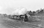 57 1763 (Bw Mayen Ost) verlässt mit P 2104 nach Mayen den Bahnhof Koblenz-Lützel.  (27.04.1954) <i>Foto: Carl Bellingrodt</i>