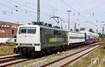 Railadventure 111 215 mit Doppelstockwagen für die Israelische Eisenbahn (Israel Railways ISR) in Braunschweig Hbf. (14.08.2024) <i>Foto: Thomas Gries</i>