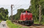 213 336 der Rheinischen Eisenbahn GmbH Linz (Rhein) mit DGV 92843 (Lennestadt-Grevenbrück - Königswinter) bei Solingen-Ohligs. (29.08.2024) <i>Foto: Joachim Bügel</i>