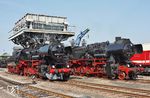 52 8079 der Leipziger Dampf KulTour und 52 8154 des Vereins Eisenbahnmuseum Bayerischer Bahnhof Leipzig als Gastloks beim 31. Heizhausfest in Chemnitz-Hilbersdorf. (23.08.2024) <i>Foto: Andreas Höfig</i>