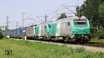 SNCF 475 119 + 475 113 vor Crossrail 186 187 an einem umgeleiteten Güterzug Richtung Offenburg bei Kork zwischen Kehl und Appenweier. (29.08.2024) <i>Foto: Thomas Gries</i>