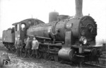 "4429 Mainz", eine preußische G 7, mit Lokführer Albert Uthausen und Heizer Pöhlmeyer während der Zeit des 1. Weltkriegs. (1917) <i>Foto: Privatfoto</i>