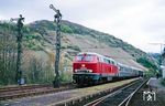 216 138 (Bw Limburg) mit N 6918 nach Koblenz in Obernhof (Lahn). (16.04.1990) <i>Foto: Wolfgang Bügel</i>