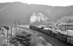 44 576 (Bw Hagen-Vorhalle) kämpft sich die 12 ‰ Rampe in Richtung Kirchhundem hinauf. (25.07.1958) <i>Foto: Jacques H. Renaud</i>