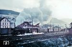 41 244 (Bw Hagen-Eckesey) verlässt mit P 1247 nach Hagen den Bahnhof Altenhundem. (02.1954) <i>Foto: Carl Bellingrodt</i>