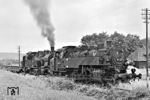 86 1270 und 94 1909 (beide vom Bw Meiningen) mit einem Arbeitszug in Seligenthal auf der Bahnstrecke Schmalkalden–Kleinschmalkalden. (07.1974) <i>Foto: Martin Heller</i>