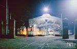 Abendstimmung im Straßenbahndepot Schkeuditz. (09.1987) <i>Foto: Andreas Höfig</i>