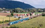 Ein ET 8.10 der Eurobahn auf dem Weg nach Minden (Westf) in Porta Westfalica. Vom Wittekindsberg grüßt in 268 Meter Höhe das Denkmal Kaiser Wilhelms I. Am 18. Oktober 2021 wurde das Denkmal 125 Jahre alt.  (12.09.2024) <i>Foto: Joachim Schmidt</i>