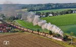 Gastlok 042 018 der Dampflokgesellschaft München (DGM) mit einem Holzzug aus Donauwörth bei Wörnitzstein. (18.09.2024) <i>Foto: Joachim Schmidt</i>