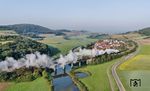 Auf dem Weg nach Nördlingen dampft 042 018 durch das Wörnitztal bei Harburg (Schwaben). (18.09.2024) <i>Foto: Joachim Schmidt</i>