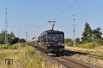 155 007 der Erfurter Bahnservice Gesellschaft mit einem leeren Staubgutwagenzug nach Spreewitz in Jesewitz. (05.09.2024) <i>Foto: Ralf Opalka</i>