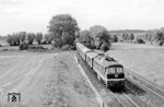 132 148 (Bw Pasewalk) mit P 5124 in Höhe des Einfahrsignals des Bahnhofs Angermünde. (18.08.1981) <i>Foto: Thomas Fischer</i>