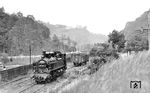 98 001 vom Bw Dresden-Friedrichstadt bei der Bedienung des Gleisanschlusses Weizenmühle zwischen der Blockstelle Felsenkeller und Freital Ost.  (31.05.1936) <i>Foto: DLA Darmstadt (Bellingrodt)</i>