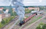 Ausfahrt des Fotogüterzug mit 52 8079 im Bahnhof Zeitz in Richtung Haynsburg. (29.09.2024) <i>Foto: Joachim Schmidt</i>