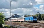 PRESS 246 049 auf der "Mitte-Deutschland-Verbindung" vor IC 2152 nach Düsseldorf in Gera Hbf. (29.09.2024) <i>Foto: Joachim Schmidt</i>