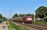 Auf dem Gegengleis zwischen Leipzig-Leutzsch und -Plagwitz ist 155 219 mit einem Getreidezug unterwegs. In Plagwitz übernahm eine Diesellok den Zug und brachte ihn nach Zeitz. (21.09.2024) <i>Foto: Ralf Opalka</i>