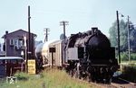 Lok 0031 (Borsig, Baujahr 1936) der Westfälischen Landes-Eisenbahn (WLE) fährt mit einem Güterzug aus Neubeckum in Münster Ost Gbf ein.  (08.07.1970) <i>Foto: Bernd Kappel</i>