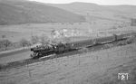 50 2470 mit einem Eilzug bei Oberrieden. An der Zugspitze werden zwei Touropawagen überführt. (05.1963) <i>Foto: Detlev Luckmann</i>