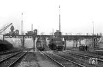 Weiter ging die Dienstreise ins Bw Stuttgart-Rosenstein, wo gerade 38 1871 und 93 667 restaurieren. (12.1951) <i>Foto: A. Dormann, Slg. W. Löckel</i>