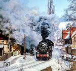 86 1501 auf dem letzten Refugium der Baureihe 86, der Strecke von Schlettau nach Crottendorf im Erzgebirge, in Crottendorf. (20.02.1984) <i>Foto: Joachim Schmidt</i>