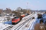 232 524 fährt mit dem Umleiter-Güterzug TC 43180 aus dem Bahnhof Kaufering. (23.11.2005) <i>Foto: Stefan von Lossow</i>