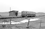 Zwei Tage vor Einstellung des Gesamtverkehrs auf der Lüchow-Schmarsauer Eisenbahn hat der 1926 gebaute DWK-Triebwagen VT 156 den Haltepunkt Lichtenberg (Kr Dannenberg) erreicht. (29.03.1969) <i>Foto: Gerd Wolff</i>