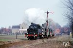 TWE 223 (Henschel, Baujahr 1929) mit einem Sonderzug von Gütersloh nach Tecklenburg in Bad Iburg. (11.04.1970) <i>Foto: Bernd Kappel</i>