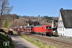 Wegen Bauarbeiten war 193 040 mit einem GA nach Osnabrück Rbf auf dem Gegengleis in Benolpe unterwegs. (05.04.2025) <i>Foto: Zeno Pillmann</i>