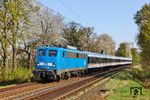 PRESS 140 017 (ex DB 140 806) mit DLr 56716 von Dortmund-Eving nach Köln Bbf bei Haan-Ellscheid.  (09.04.2025) <i>Foto: Joachim Bügel</i>