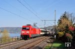 101 132 mit dem umgeleiteten EC 7 (Hamburg-Altona - Interlaken) in Linz am Rhein. (12.04.2025) <i>Foto: Zeno Pillmann</i>