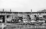 Vor dem Schuppen im Bw Rheine haben sich 012 063, die später letztmalig den E 3265 nach Norddeich übernehmen sollte, sowie 042 347 und 043 326 eingefunden.  (31.05.1975) <i>Foto: Joachim Schmidt</i>
