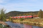 218 416 erreicht mit RE 4852 nach Hof in Kürze Nabburg. (16.04.2025) <i>Foto: Joachim Bügel</i>