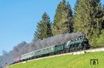 Sonderzug DPF 87042 nach Nördlingen mit der S 3/6 "3673" bei Oberthalhofen. (01.05.2025) <i>Foto: Atijana Schmidt</i>